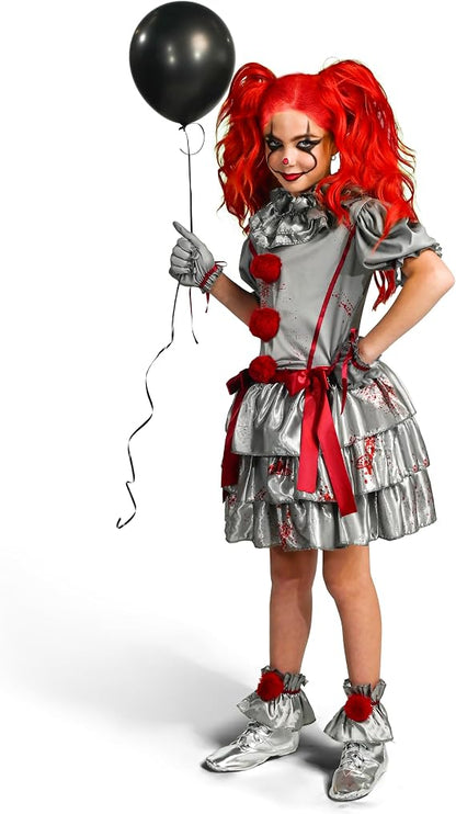 Clown Girl Costume, Evil Clown Dress, Halloween Scary Jester Costume for Girls Halloween