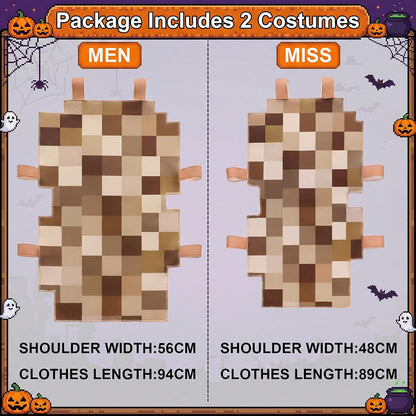Hercicy 2 Pcs Funny Halloween Adult Mosaic Cosplay Couple Costume