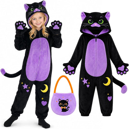 GIFTINBOX Halloween Cat Costume for Girls, Kids Black Cat Animal Onesie