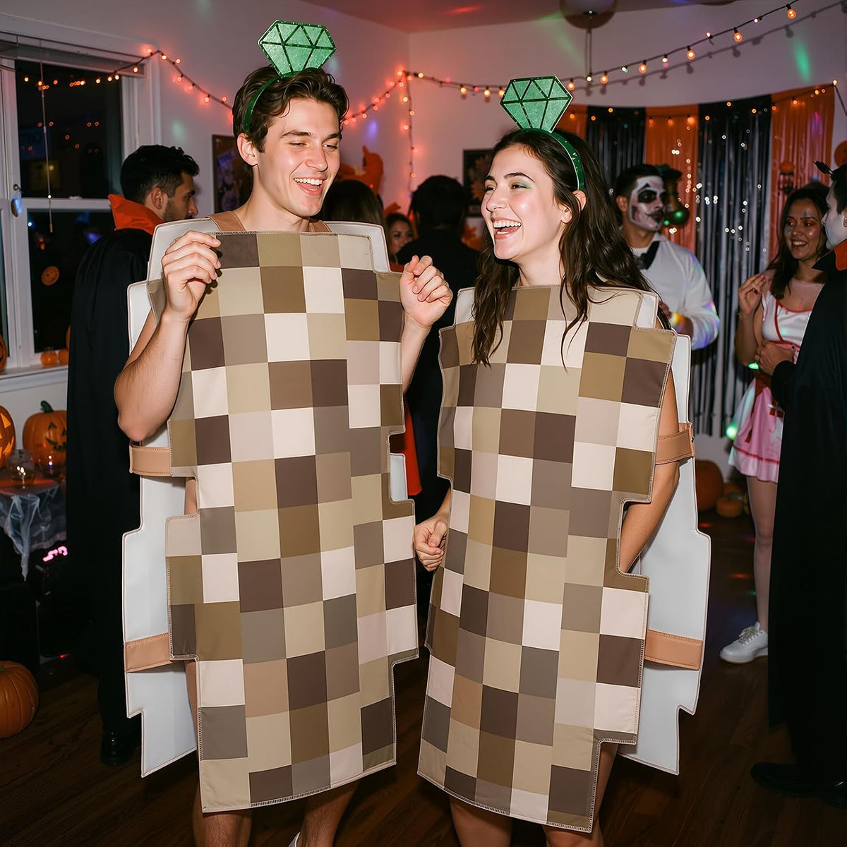 Hercicy 2 Pcs Funny Halloween Adult Mosaic Cosplay Couple Costume