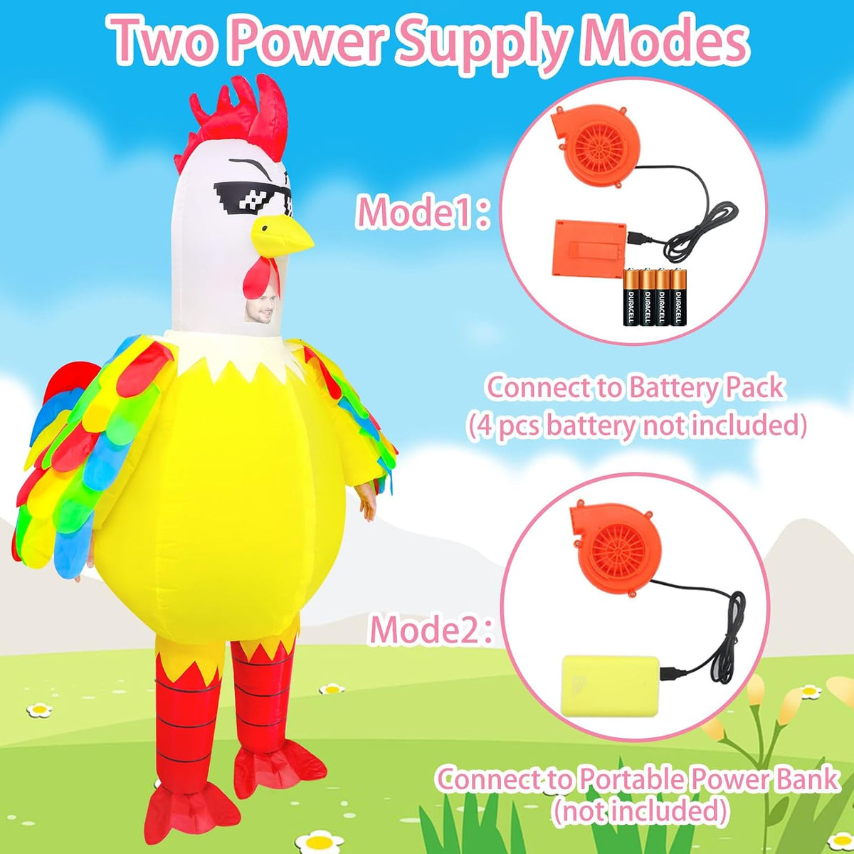 WQWOVRVO Inflatable Chicken Costume for Adult,Funny Blow up Inflatable costumes Halloween Costume Cosplay