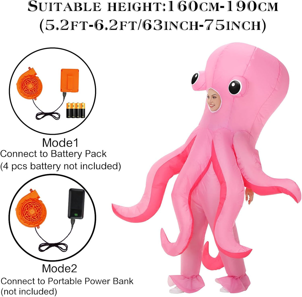 Poptrend Inflatable Costume for Adult Inflatable Octopus Costume Halloween Blow Up Costumes for Men Women Cosplay Party