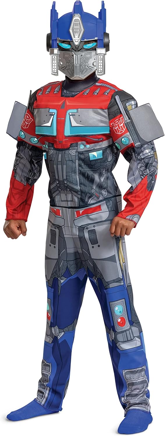 Disguise Optimus Prime Muscle Costume, Official Transformers Rise of the Beasts Costume and Mask, Small (4-6)