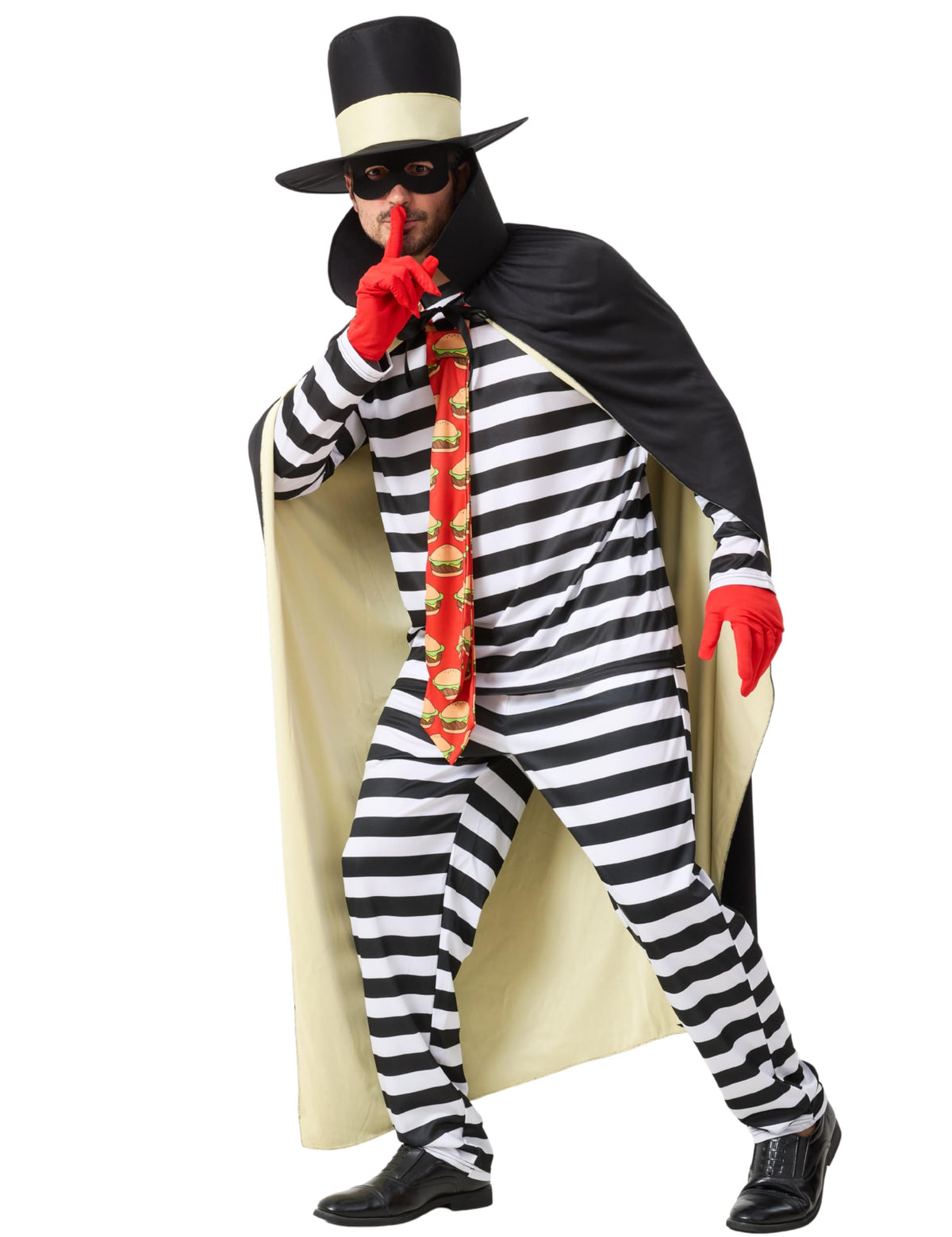 Mahoon Hamburger Robber Costume for Adult Men, 7 Pcs Funny Halloween Outfit
