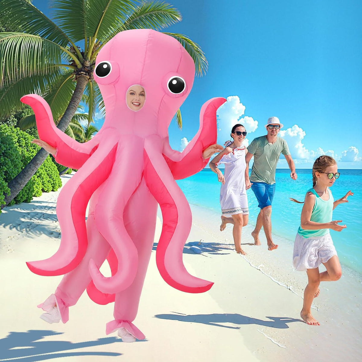 Poptrend Inflatable Costume for Adult Inflatable Octopus Costume Halloween Blow Up Costumes for Men Women Cosplay Party