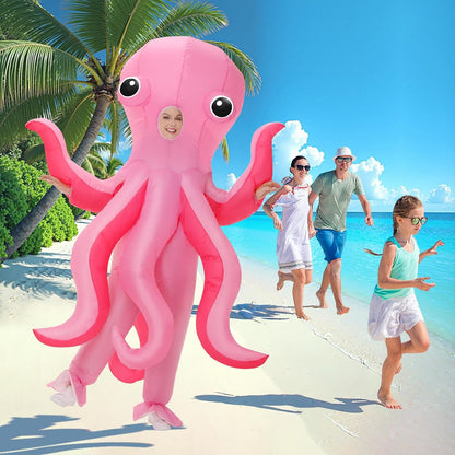 Poptrend Inflatable Costume for Adult Inflatable Octopus Costume Halloween Blow Up Costumes for Men Women Cosplay Party