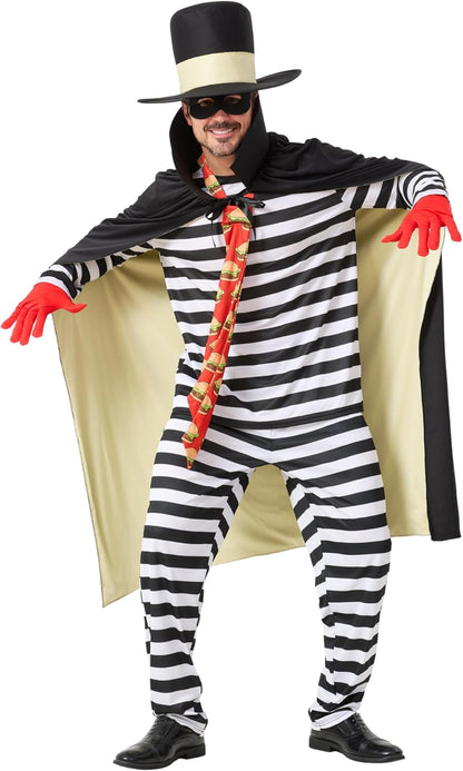 Mahoon Hamburger Robber Costume for Adult Men, 7 Pcs Funny Halloween Outfit