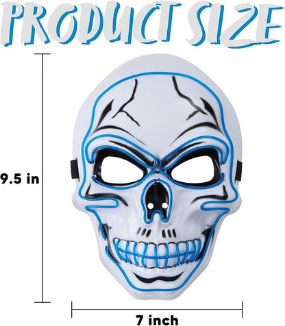 JOYIN Halloween LED Skull Mask with Light Up Gloves, Blue Scary Glow Up Skull and Glow in The Dark Skeleton Mask for Adult Men Women Halloween Cosplay Costume Accessories, Party Dress Up Prop