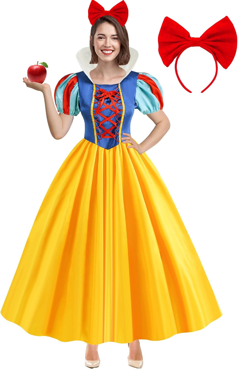 WISHTEN Princess Costume for Women,Adults Princess Dress with Headband, Halloween Costume Dress Up Outfit