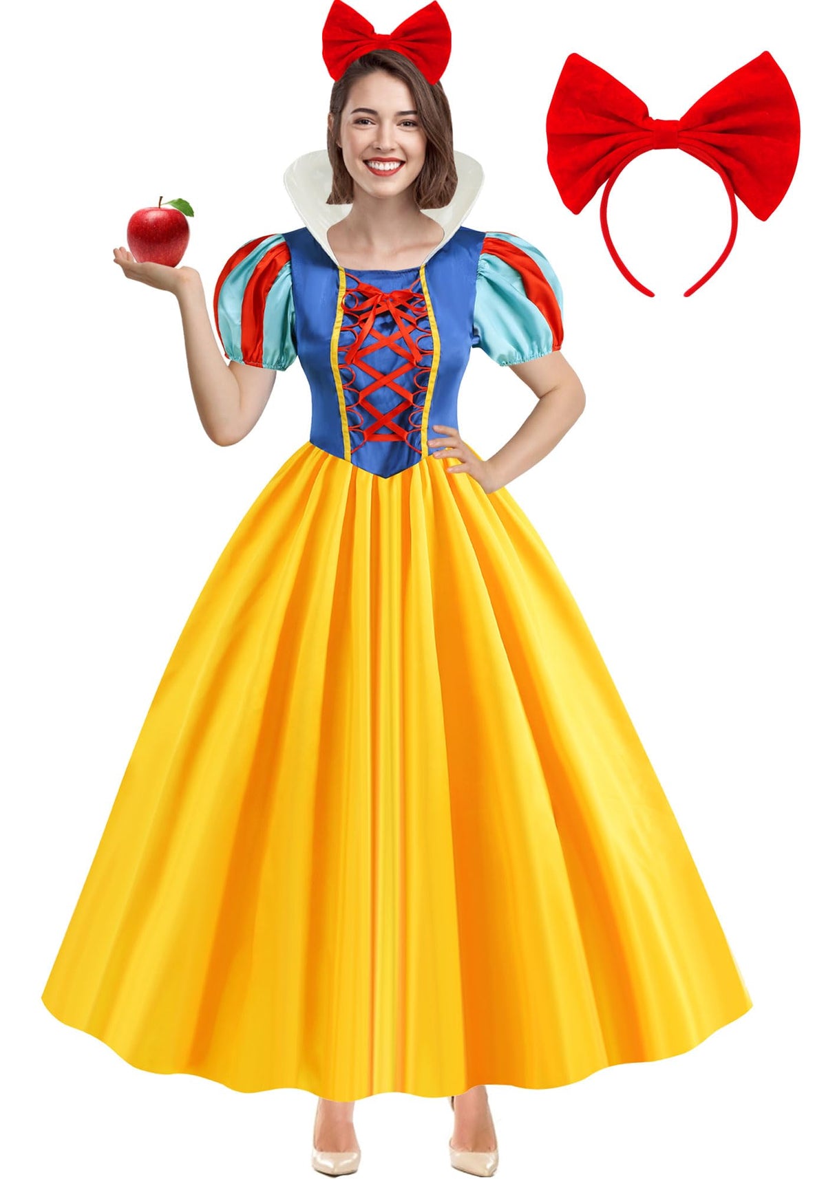 WISHTEN Princess Costume for Women,Adults Princess Dress with Headband, Halloween Costume Dress Up Outfit