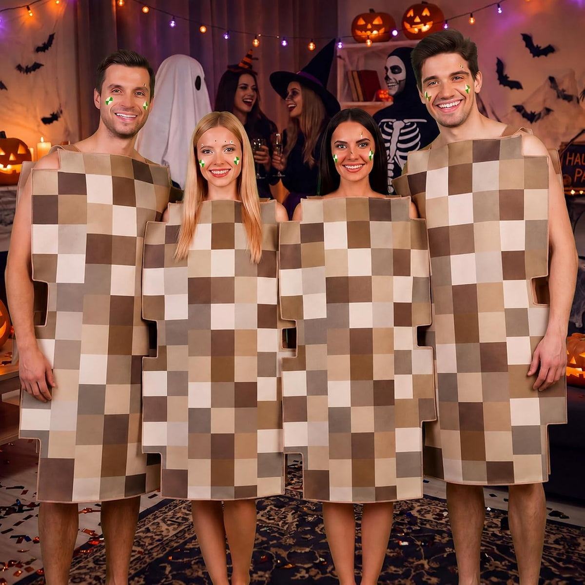 Hercicy 2 Pcs Funny Halloween Adult Mosaic Cosplay Couple Costume