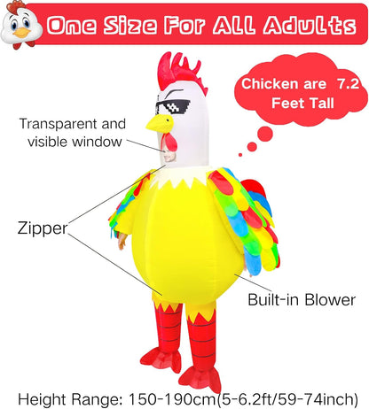 WQWOVRVO Inflatable Chicken Costume for Adult,Funny Blow up Inflatable costumes Halloween Costume Cosplay