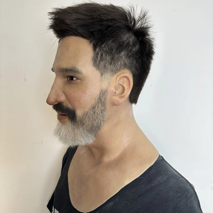 Ultra Realistic Silicone Mask Full Head – Middle-Aged Male Face Mask with Beard