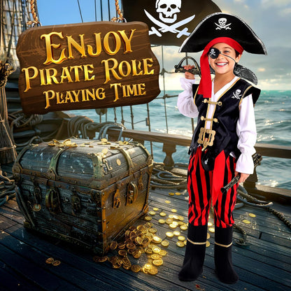 Cocojeci Pirate Costume Kids Boys Halloween Costume,Halloween Costumes for Boy,Toddler Pirate Costumes for Role Play Dress Up