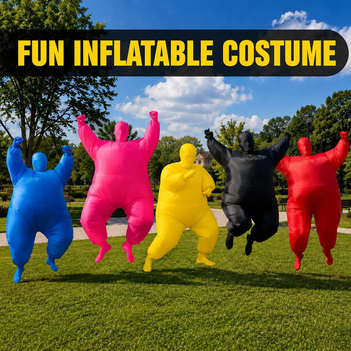 Inflatable Masquerade Costume for Adults Funny Pink Blow Up Suit