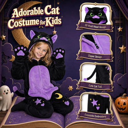 GIFTINBOX Halloween Cat Costume for Girls, Kids Black Cat Animal Onesie