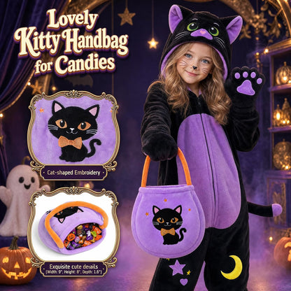 GIFTINBOX Halloween Cat Costume for Girls, Kids Black Cat Animal Onesie