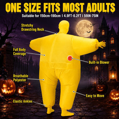 Inflatable Masquerade Costume for Adults Funny Pink Blow Up Suit