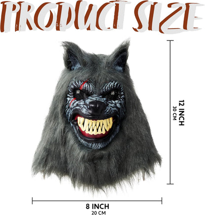 Spooktacular Creations LED Halloween Wolf Werewolf Mask with Movable Jaw, Light Up Halloween Scary Mask for Adult Holiday Horror Cosplay, Glow in the Dark Costume Accessories, Party Dress Up Prop