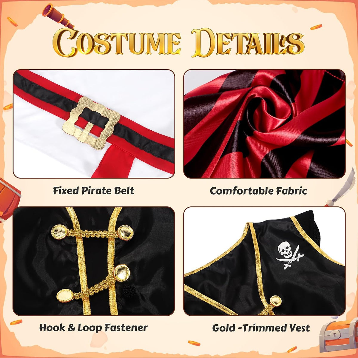 Cocojeci Pirate Costume Kids Boys Halloween Costume,Halloween Costumes for Boy,Toddler Pirate Costumes for Role Play Dress Up