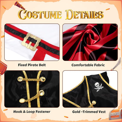 Cocojeci Pirate Costume Kids Boys Halloween Costume,Halloween Costumes for Boy,Toddler Pirate Costumes for Role Play Dress Up