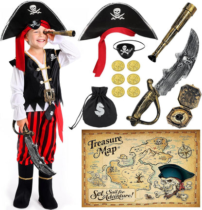 Cocojeci Pirate Costume Kids Boys Halloween Costume,Halloween Costumes for Boy,Toddler Pirate Costumes for Role Play Dress Up