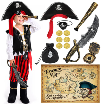 Cocojeci Pirate Costume Kids Boys Halloween Costume,Halloween Costumes for Boy,Toddler Pirate Costumes for Role Play Dress Up