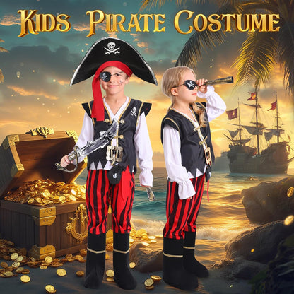 Cocojeci Pirate Costume Kids Boys Halloween Costume,Halloween Costumes for Boy,Toddler Pirate Costumes for Role Play Dress Up