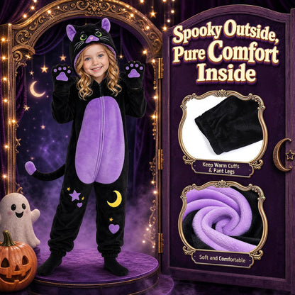 GIFTINBOX Halloween Cat Costume for Girls, Kids Black Cat Animal Onesie