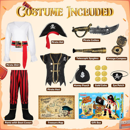 Cocojeci Pirate Costume Kids Boys Halloween Costume,Halloween Costumes for Boy,Toddler Pirate Costumes for Role Play Dress Up