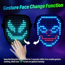 LED Face Mask with Gesture Control – Rechargeable Light Up Halloween Masks Costume for Adults & Kids, Glowing Transformable Cosplay Mask for Parties, Christmas, Concerts