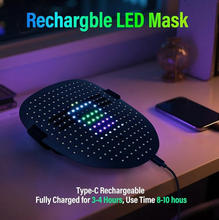 LED Face Mask with Gesture Control – Rechargeable Light Up Halloween Masks Costume for Adults & Kids, Glowing Transformable Cosplay Mask for Parties, Christmas, Concerts