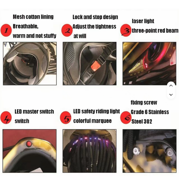 PhantomX Full Face Motorcycle Riding LED Helmet with Anti Fog and Laser Beam