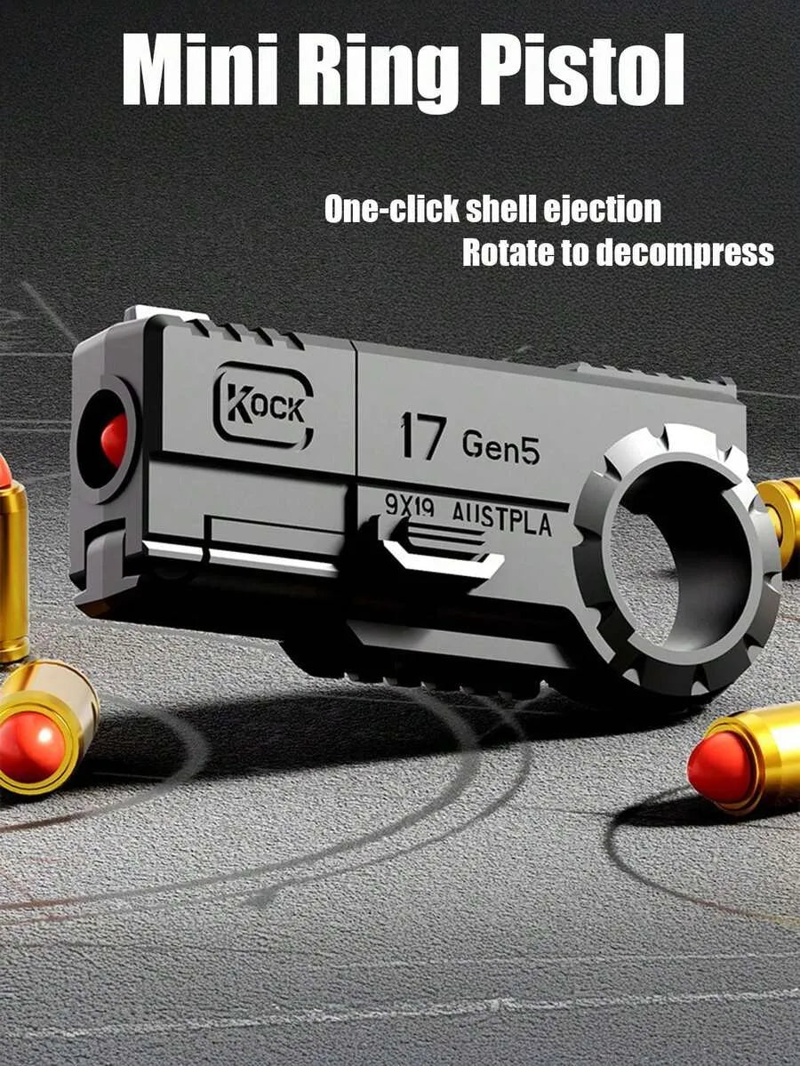 Mini Shell Ejection Ring Blaster Fidget Gun Toy (Random Color 1Pc)