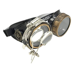 Steampunk Victorian Style Goggles with Compass Design Rave Diffraction Glasses Spiral Lenses Spiral Crystal Clear Lenses