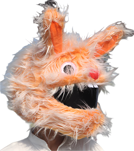 Long Hair Bunny Funny Motorcycle Helmet Cover - InstaWOW Shop
