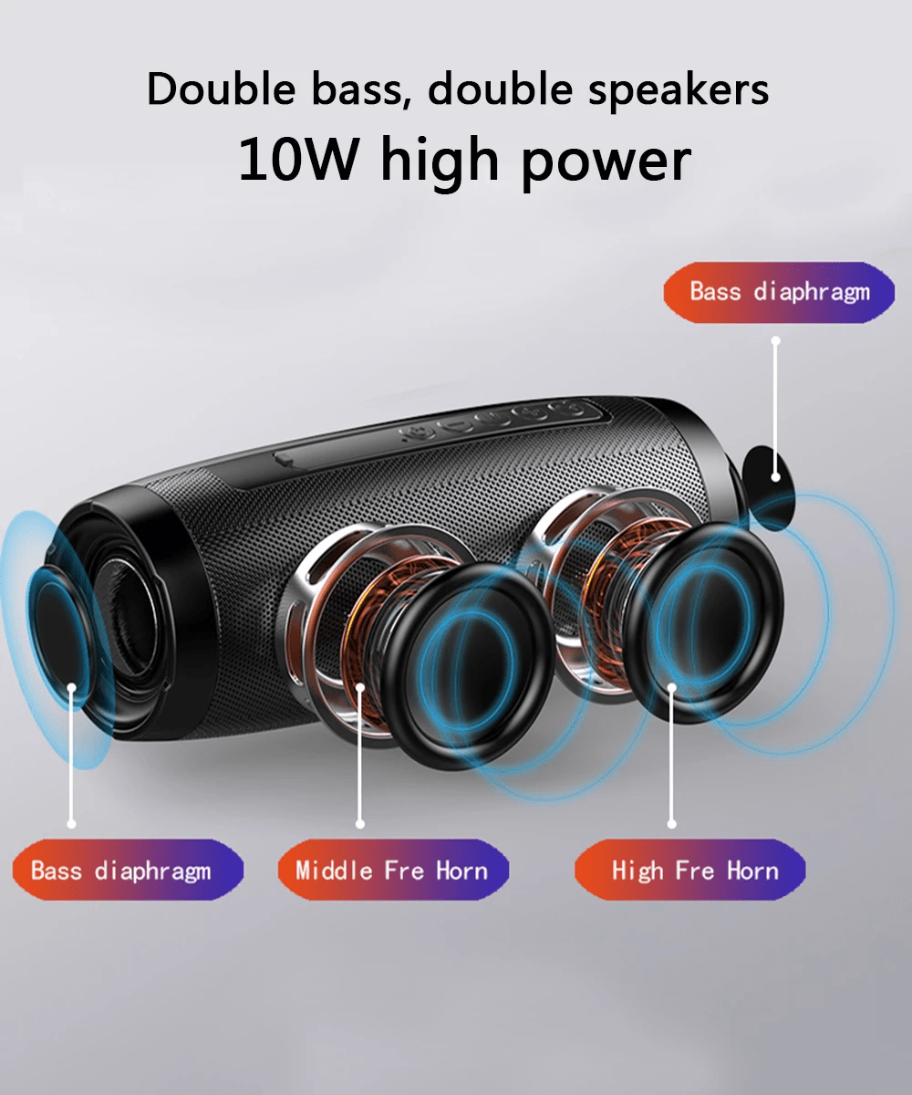Wireless Portable Bluetooth Stereo Speaker with LED Light - InstaWOW Shop