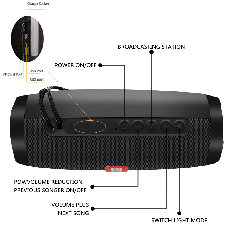 Wireless Portable Bluetooth Stereo Speaker with LED Light - InstaWOW Shop