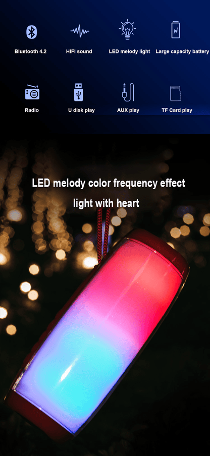 Wireless Portable Bluetooth Stereo Speaker with LED Light - InstaWOW Shop