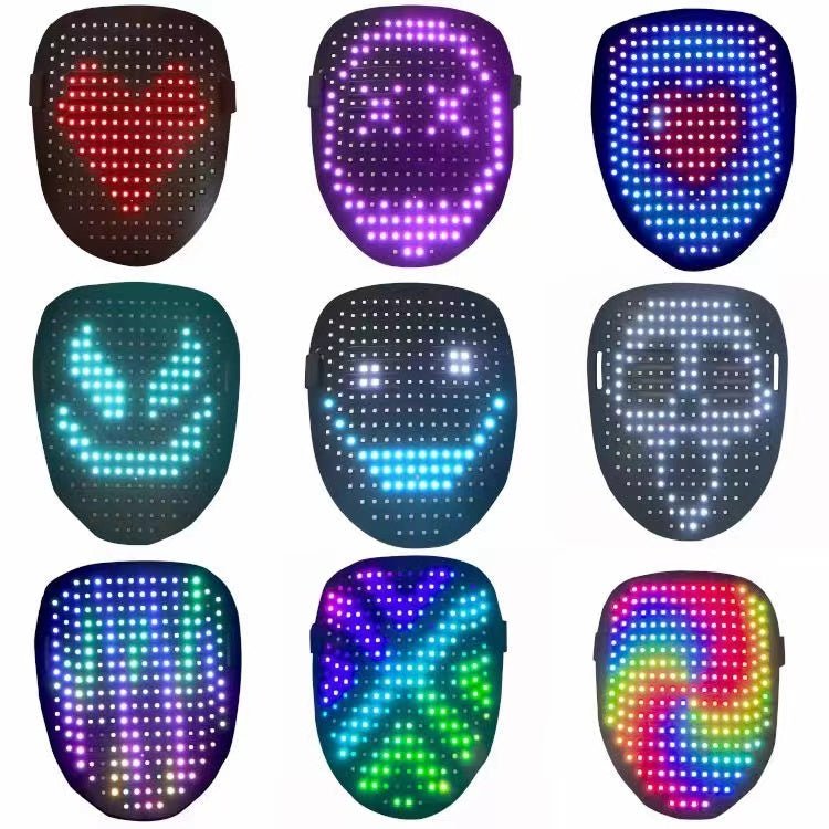 LED Face Mask with Gesture Control – Rechargeable Light Up Halloween Masks Costume for Adults & Kids, Glowing Transformable Cosplay Mask for Parties, Christmas, Concerts - InstaWOW Shop