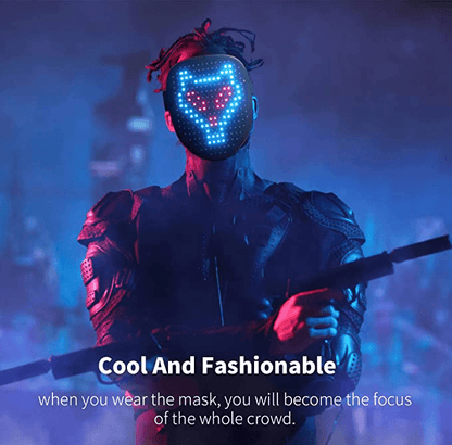LED Face Mask with Gesture Control – Rechargeable Light Up Halloween Masks Costume for Adults & Kids, Glowing Transformable Cosplay Mask for Parties, Christmas, Concerts - InstaWOW Shop