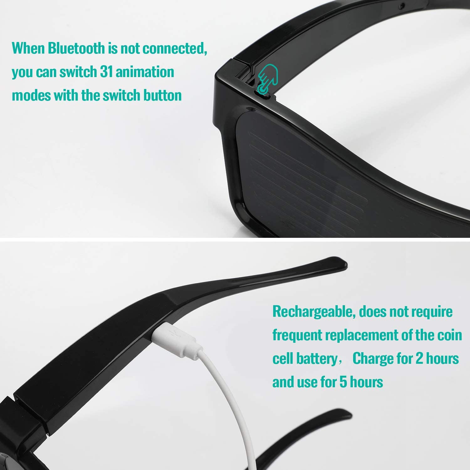 Mr.Bogie LED Text Glasses App - controlled Bluetooth - InstaWOW Shop